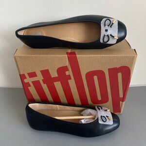 FitFlop Delicato Ergonomic Bow Leather Ballet Flats 9.5